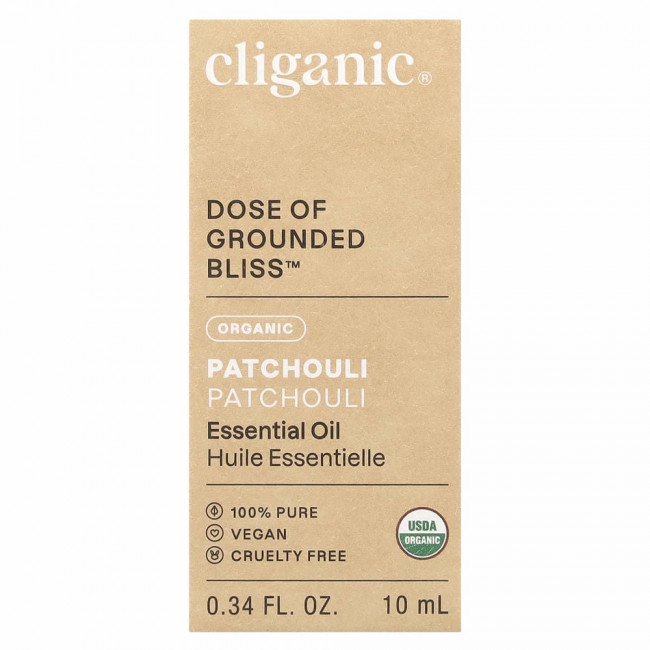 Cliganic, 100% чистое эфирное масло, масло пачули, 10 мл (0,33 жидк. Унции)