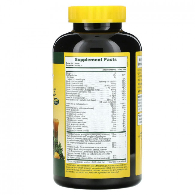 NaturesPlus, Source of Life, жевательная мультивитаминная и минеральная добавка для взрослых, вкусное яблоко и корица, 90 вафель
