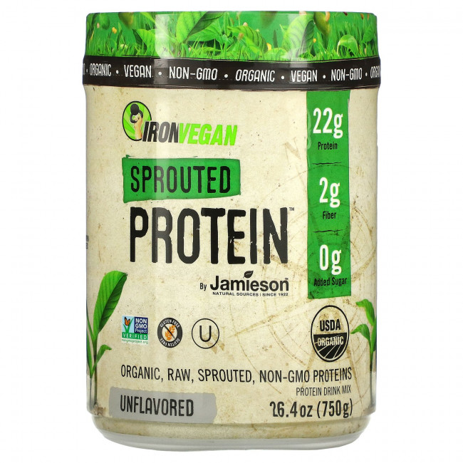 Jamieson Natural Sources, IronVegan, протеин из ростков, без добавок, 750 г (26,4 унции) Jamieson Natural Sources, IronVegan, протеин из ростков, без добавок, 750 г (26,4 унции)