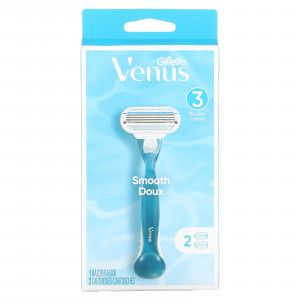 Gillette, Venus, гладкая, 1 бритва, 2 картриджа