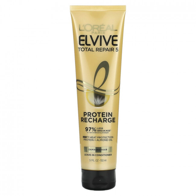 L'Oréal, Elvive, Total Repair 5, несмываемый кондиционер для восстановления протеина, для поврежденных волос, 150 мл (5,1 жидк. Унции)