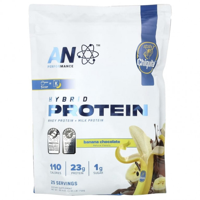 AN Supps, Performance, гибридный протеин, Chiquita®, банановый шоколад, 750 г (1,65 фунта) AN Supps, Performance, гибридный протеин, Chiquita®, банановый шоколад, 750 г (1,65 фунта)