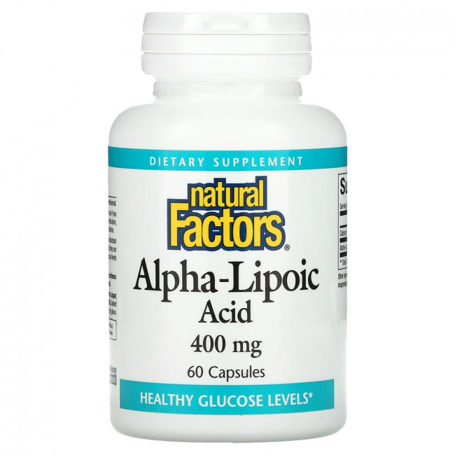 Natural Factors, Альфа-липоевая кислота, 400 мг, 60 капсул Natural Factors, Альфа-липоевая кислота, 400 мг, 60 капсул