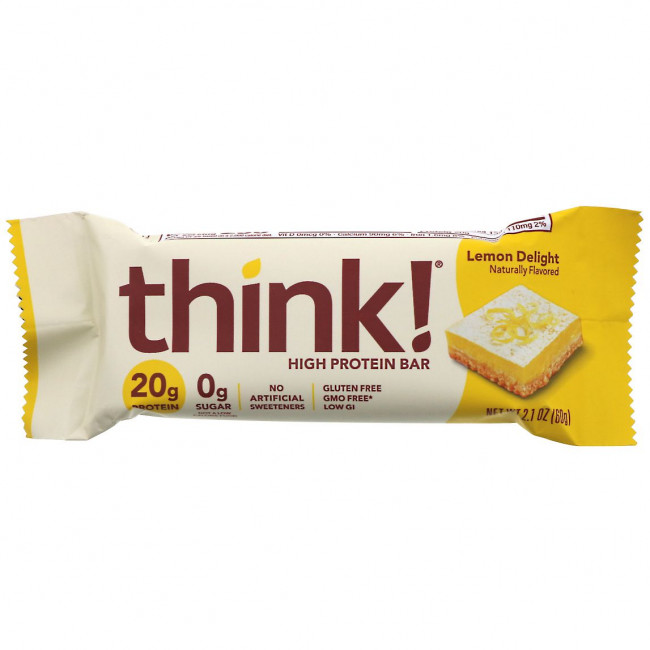 Think !, Высокопротеиновые батончики, лимонное лакомство, 10 батончиков по 60 г (2,1 унции) Think !, Высокопротеиновые батончики, лимонное лакомство, 10 батончиков по 60 г (2,1 унции)