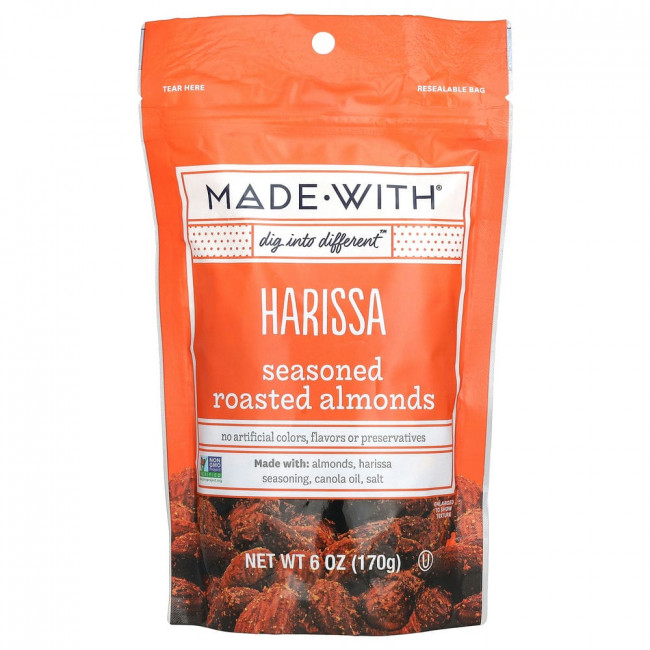 Made With, Seasoned Roasted Almonds, Harissa, 6 oz (170 g)