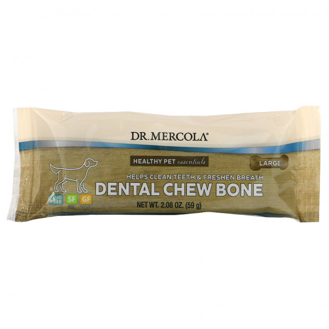 Dr. Mercola, Dental Chew Bone, Large, для собак, 12 костей, 61 г (2,15 унции) Dr. Mercola, Dental Chew Bone, Large, для собак, 12 костей, 61 г (2,15 унции)