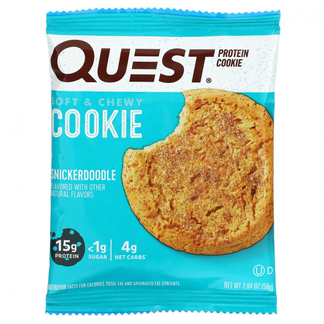 Quest Nutrition, протеиновое печенье, со вкусом печенья сникердудл, 12 шт по 58 г (2,04 унции) Quest Nutrition, протеиновое печенье, со вкусом печенья сникердудл, 12 шт по 58 г (2,04 унции)