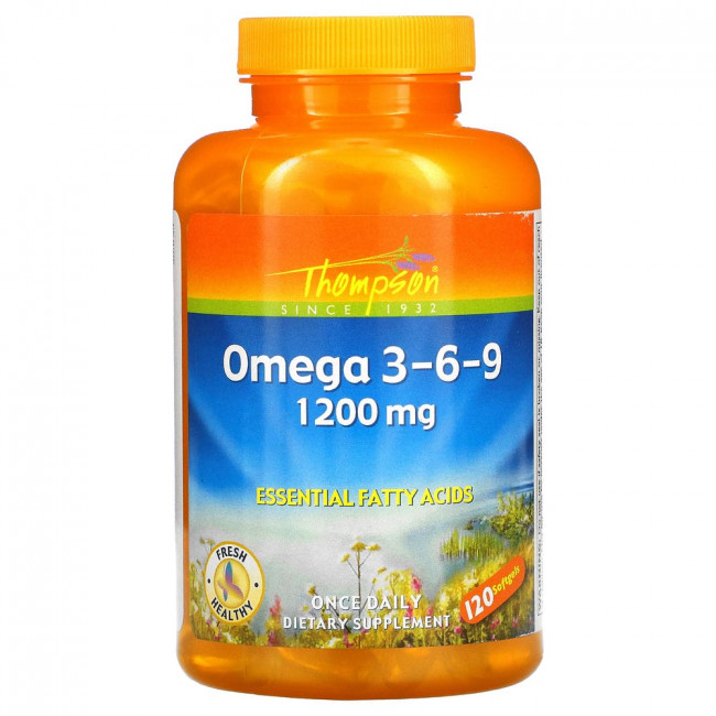 Thompson, Омега 3-6-9, 120 гелевых капсул Thompson, Омега 3-6-9, 120 гелевых капсул