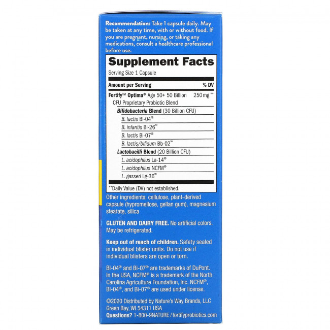 Nature's Way, Fortify Optima Probiotic, Adult 50+, 50 Billion, 30 Delayed Release Vegetarian Capsules