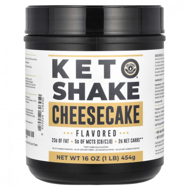 Коктейль Left Coast Performance Keto Shake со вкусом чизкейка, 454 г (16 унций)