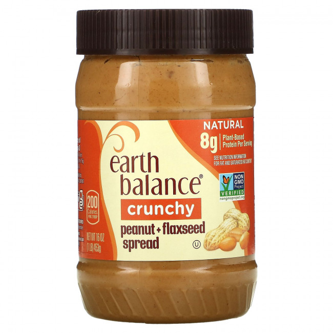 Earth Balance, спред из арахиса и семян льна, с кусочками арахиса, 453 г (16 унций) Earth Balance, спред из арахиса и семян льна, с кусочками арахиса, 453 г (16 унций)