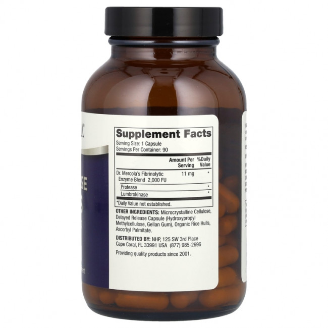 Dr. Mercola, Ферменты люмброкиназы, 90 капсул Dr. Mercola, Ферменты люмброкиназы, 90 капсул