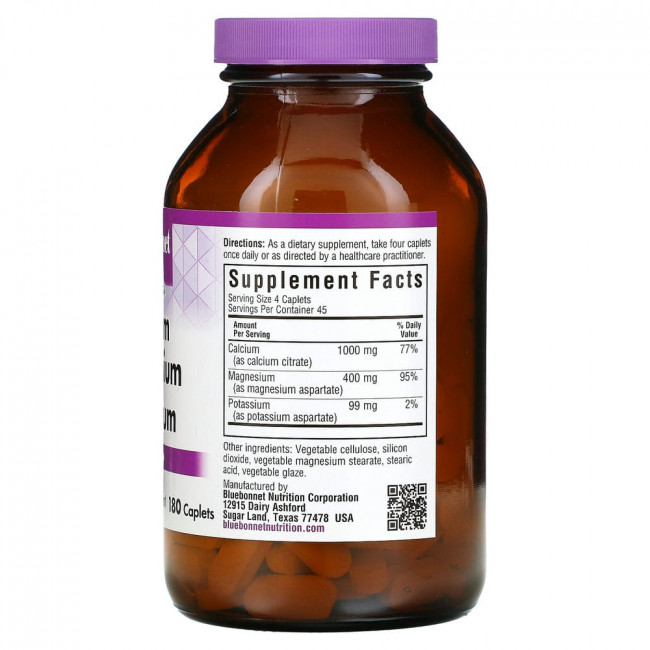 Bluebonnet Nutrition, кальций, магний и калий, 180 капсуловидных таблеток Bluebonnet Nutrition, кальций, магний и калий, 180 капсуловидных таблеток