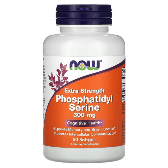 NOW Foods, Extra Strength, фосфатидилсерин, 300 мг, 50 капсул