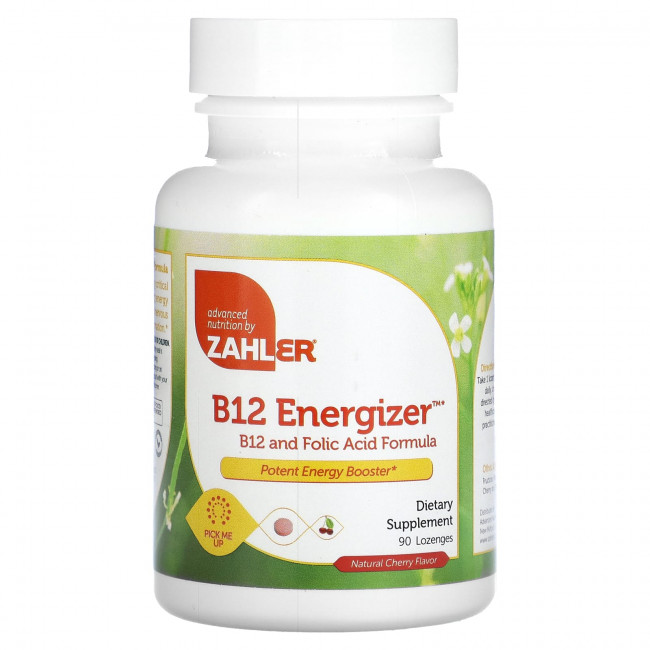 Zahler, B12 Energizer, витамин B12 и фолиевая кислота, натуральная вишня, 90 пастилок Zahler, B12 Energizer, витамин B12 и фолиевая кислота, натуральная вишня, 90 пастилок
