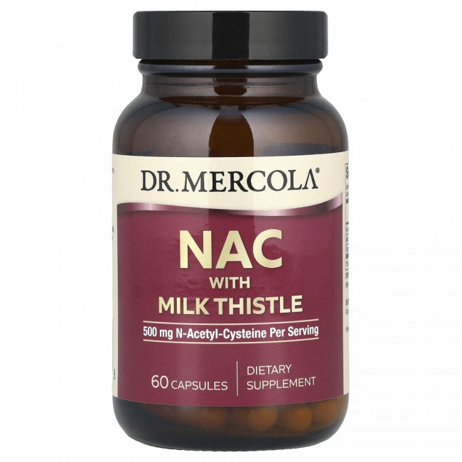 Dr. Mercola, NAC с расторопшей, 500 мг, 60 капсул