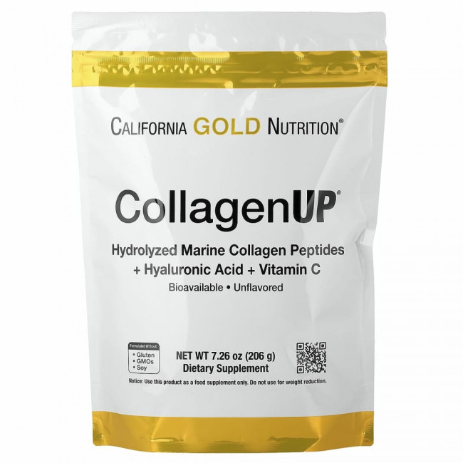 California Gold Nutrition, CollagenUP, морской гидролизованный коллаген, гиалуроновая кислота и витамин C, с нейтральным вкусом, 206 г (7,26 унции) California Gold Nutrition, CollagenUP, морской гидролизованный коллаген, гиалуроновая кислота и витамин C, с нейтральным вкусом, 206 г (7,26 унции)