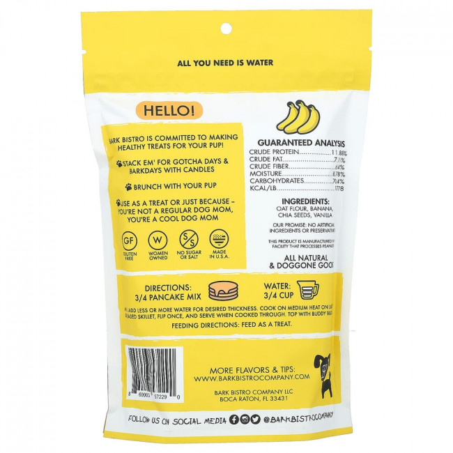 Bark Bistro, Worlds First Pooch Pancakes, Barking Banana, 14 oz (396 g)