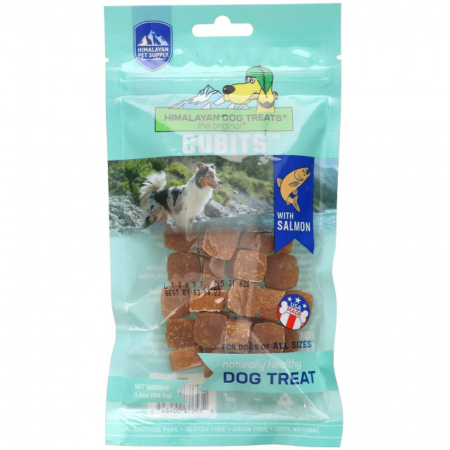 Himalayan Pet Supply, Himalayan Dog Treats, Cubits, лакомство для собак любого размера, кубики, с лососем, 99,2 г (3,5 унции) Himalayan Pet Supply, Himalayan Dog Treats, Cubits, лакомство для собак любого размера, кубики, с лососем, 99,2 г (3,5 унции)