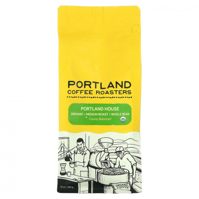 Portland Coffee Roasters, Органический кофе, цельные зерна, средней обжарки, Portland House, 340 г (12 унций) Portland Coffee Roasters, Органический кофе, цельные зерна, средней обжарки, Portland House, 340 г (12 унций)