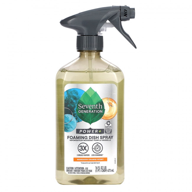 Seventh Generation, Power +, пенящийся спрей для посуды, мандарин, 473 мл (16 жидк. Унций) Seventh Generation, Power +, пенящийся спрей для посуды, мандарин, 473 мл (16 жидк. Унций)