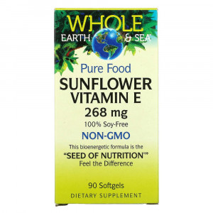Natural Factors, Whole Earth & Sea, витамин Е из подсолнечника, 268 мг, 90 капсул Natural Factors, Whole Earth & Sea, витамин Е из подсолнечника, 268 мг, 90 капсул