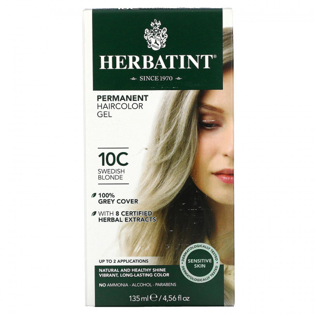 Herbatint, Перманентная гель-краска для волос, 10С, шведский блонд, 135 мл Herbatint, Перманентная гель-краска для волос, 10С, шведский блонд, 135 мл