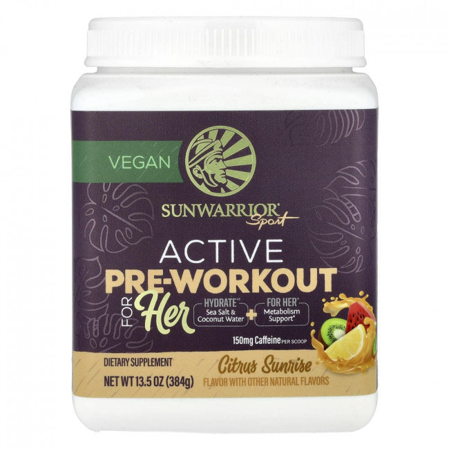 Sunwarrior, Sport, Active Pre-Workout For Her, Citrus Sunrise, 13.5 oz (384 g) Sunwarrior, Sport, Active Pre-Workout For Her, Citrus Sunrise, 13.5 oz (384 g)