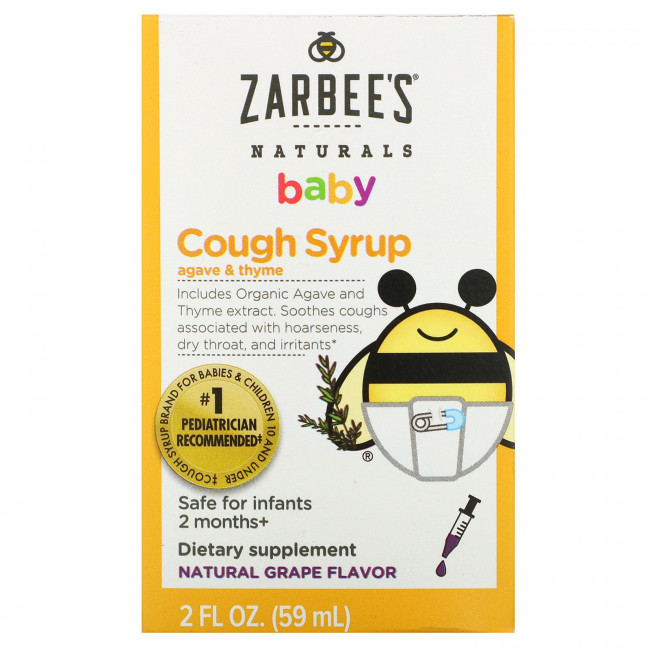 Zarbee's, Для детей, сироп от кашля, агава и чабрец, натуральный виноградный вкус, 59 мл (2 жидк. Унции) Zarbee's, Для детей, сироп от кашля, агава и чабрец, натуральный виноградный вкус, 59 мл (2 жидк. Унции)