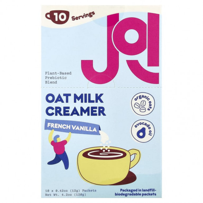 JOI, овсяные сливки, со вкусом французской ванили, 10 пакетиков по 12 г (0,42 унции) JOI, овсяные сливки, со вкусом французской ванили, 10 пакетиков по 12 г (0,42 унции)