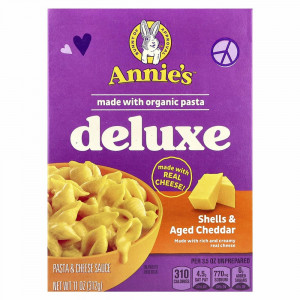 Annie's Homegrown, Сливочный роскошный выдержанный чеддер, макароны и сырный соус, 312 г (11 унций)
