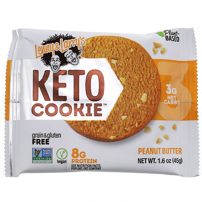 Lenny & Larry's, KETO COOKIE, арахисовая паста, 12 печений, 45 г (1,6 унции) Lenny & Larry's, KETO COOKIE, арахисовая паста, 12 печений, 45 г (1,6 унции)