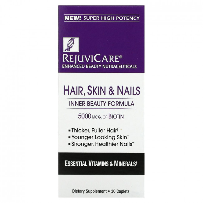 Rejuvicare, Hair, Skin & Nails, Inner Beauty Formula, 5000 mcg of Biotin, 30 Caples Rejuvicare, Hair, Skin & Nails, Inner Beauty Formula, 5000 mcg of Biotin, 30 Caples