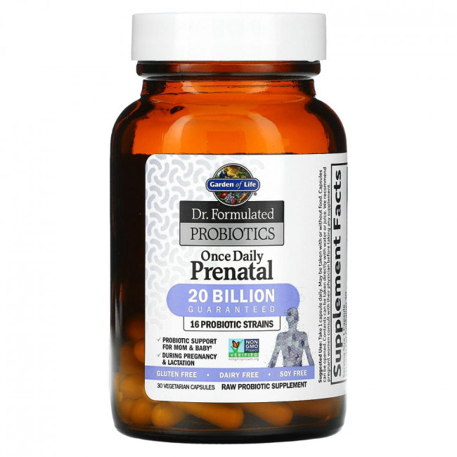 Garden of Life, Dr. Formulated Probiotics, пробиотики, одна таблетка в день во время беременности, 30 вегетарианских капсул Garden of Life, Dr. Formulated Probiotics, пробиотики, одна таблетка в день во время беременности, 30 вегетарианских капсул