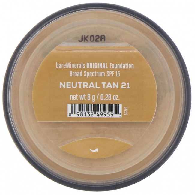 bareMinerals, Original, тональная основа, SPF 15, оттенок «Нейтральный загорелый 21», 8 г