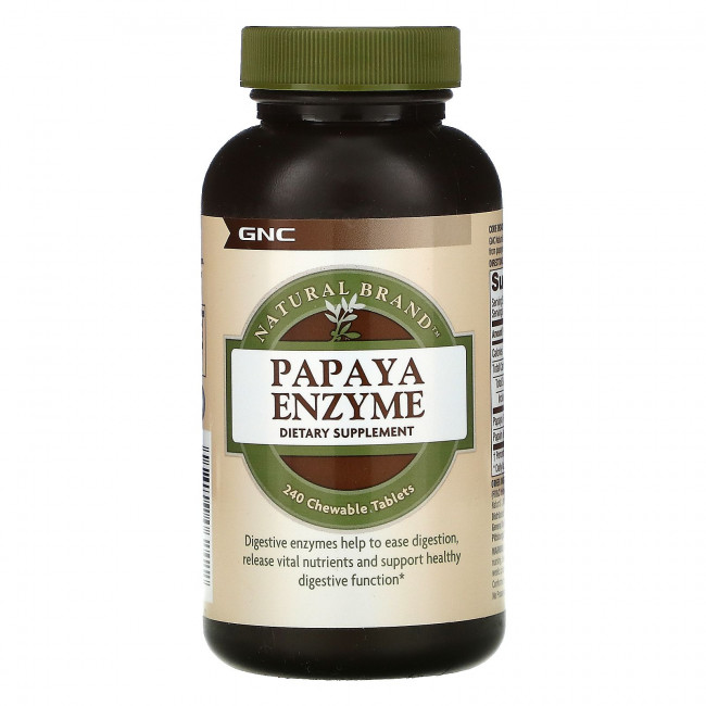 GNC, Natural Brand, ферменты папайи, 240 жевательных таблеток