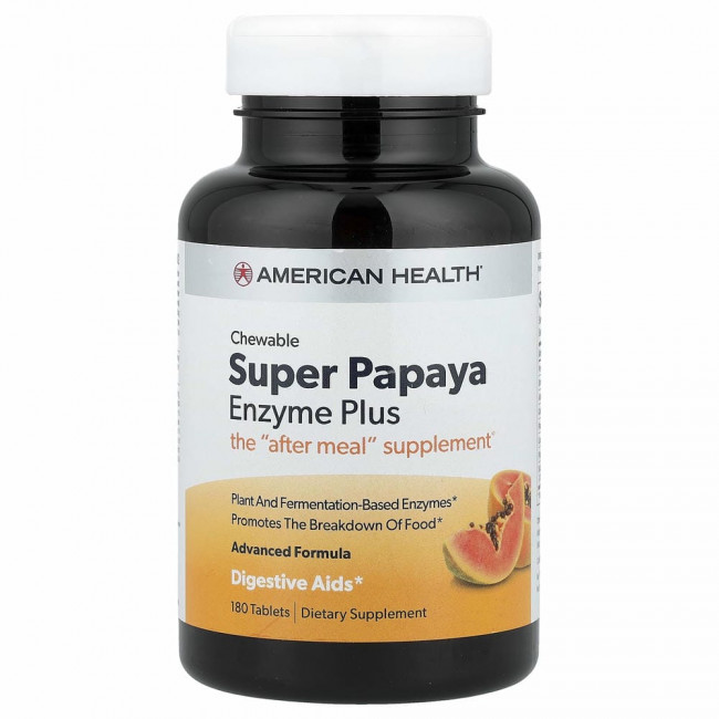 American Health, Super Papaya Enzyme Plus, 180 жевательных таблеток American Health, Super Papaya Enzyme Plus, 180 жевательных таблеток
