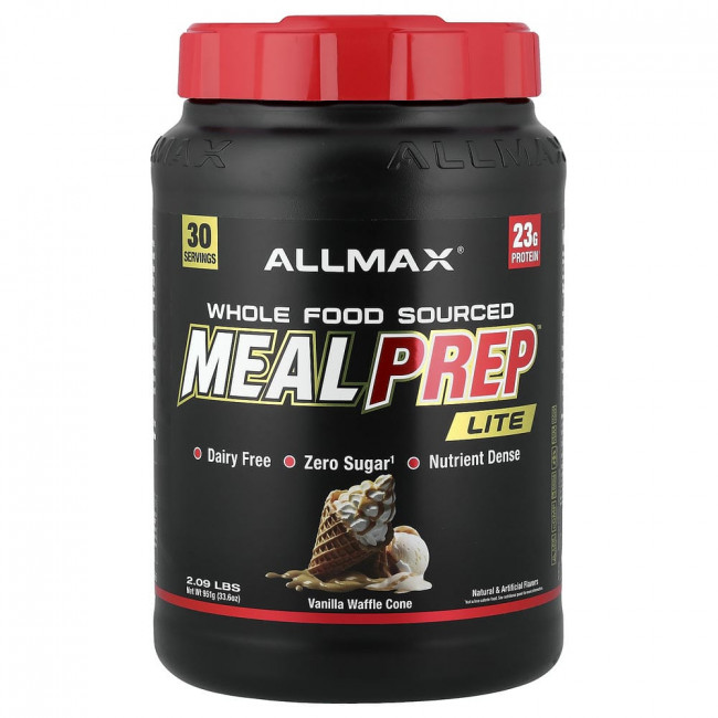 ALLMAX, Meal Prep™ Lite, ванильный вафельный рожок, 2,09 фунта (951 г) ALLMAX, Meal Prep™ Lite, ванильный вафельный рожок, 2,09 фунта (951 г)
