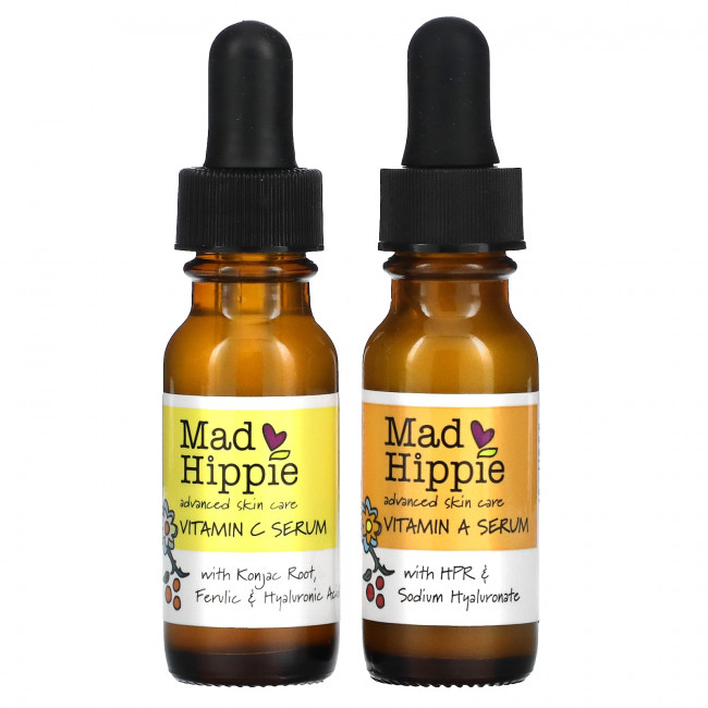 Mad Hippie, Day & Night Dual Pack, Vitamin C & Vitamin A Serum, 2 Bottles, 15 ml Each Mad Hippie, Day & Night Dual Pack, Vitamin C & Vitamin A Serum, 2 Bottles, 15 ml Each