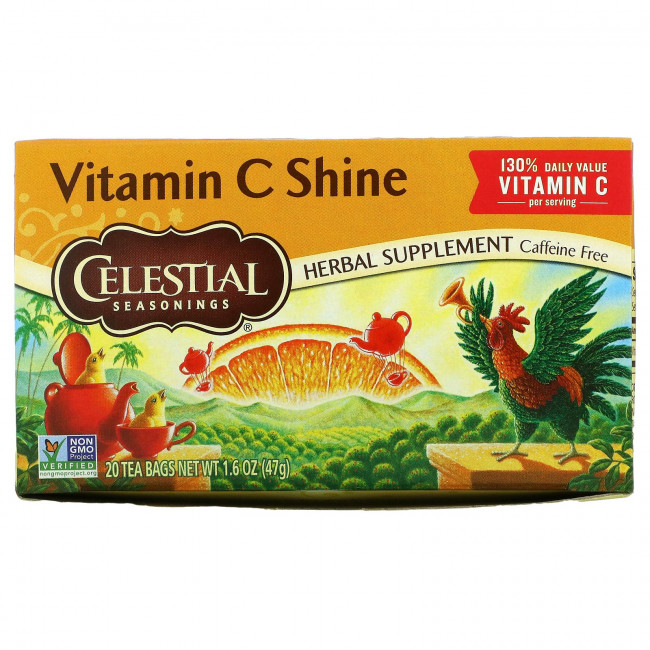 Celestial Seasonings, травяная добавка, с витамином C, без кофеина, 20 чайных пакетиков, 47 г (1,6 унции) Celestial Seasonings, травяная добавка, с витамином C, без кофеина, 20 чайных пакетиков, 47 г (1,6 унции)