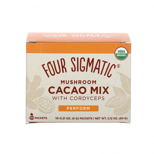 Four Sigmatic, Смесь грибов и какао с кордицепсом, 10 пакетиков по 0,21 унции (6 г) каждый Four Sigmatic, Смесь грибов и какао с кордицепсом, 10 пакетиков по 0,21 унции (6 г) каждый