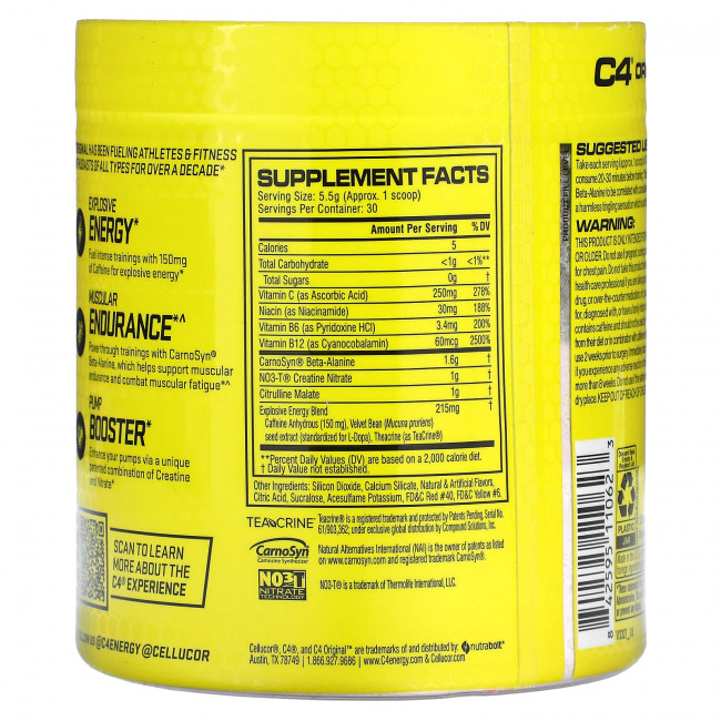 Cellucor, C4 Original, перед тренировкой, со вкусом клубники и арбуза, 165 г (5,8 унции) Cellucor, C4 Original, перед тренировкой, со вкусом клубники и арбуза, 165 г (5,8 унции)