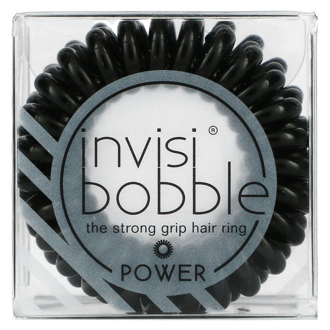 Invisibobble, Power, Strong Grip, кольцо для волос, черный, 3 шт. В упаковке Invisibobble, Power, Strong Grip, кольцо для волос, черный, 3 шт. В упаковке