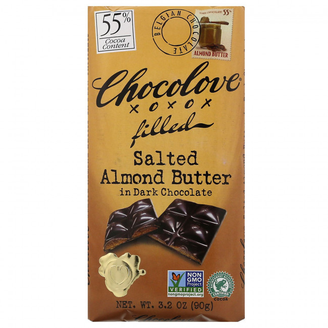 Chocolove, Масло из соленого миндаля в темном шоколаде, 55% какао, 90 г (3,2 унции) Chocolove, Масло из соленого миндаля в темном шоколаде, 55% какао, 90 г (3,2 унции)
