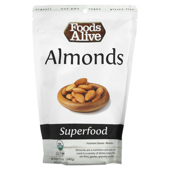 Foods Alive, Superfood, миндаль, 340 г (12 унций) Foods Alive, Superfood, миндаль, 340 г (12 унций)