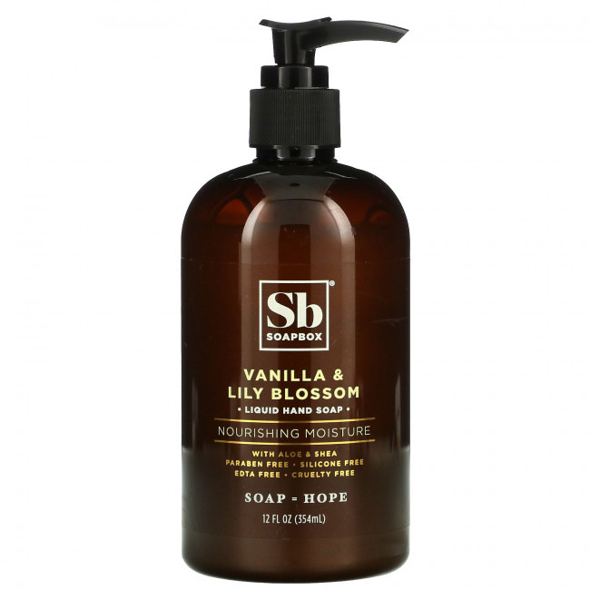 Soapbox, Liquid Hand Soap, Vanilla & Lily Blossom, 12 fl oz (354 ml) Soapbox, Liquid Hand Soap, Vanilla & Lily Blossom, 12 fl oz (354 ml)