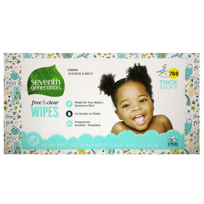 Seventh Generation, Baby Wipes, Free & Clear, 768 Wipes Seventh Generation, Baby Wipes, Free & Clear, 768 Wipes