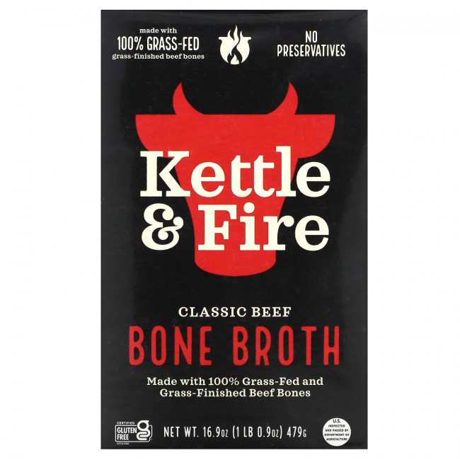 Kettle & Fire, Bone Broth, классическая говядина, 479 г (16,9 унции) Kettle & Fire, Bone Broth, классическая говядина, 479 г (16,9 унции)