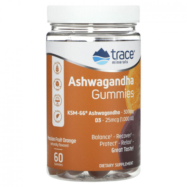 Trace Minerals ®, Ashwagandha Gummies, Passion Fruit Orange, 60 Gummies