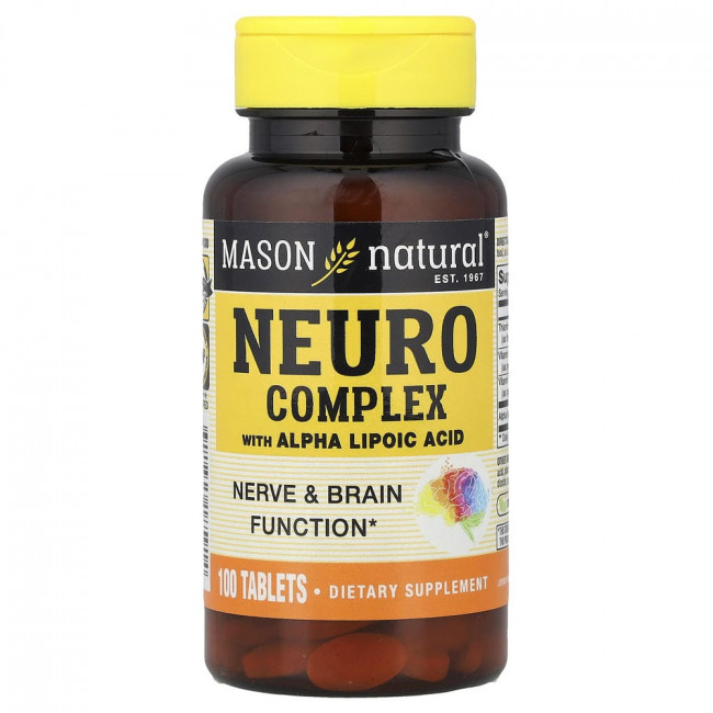Mason Natural, нейрокомплекс с альфа-липоевой кислотой, 100 таблеток Mason Natural, нейрокомплекс с альфа-липоевой кислотой, 100 таблеток